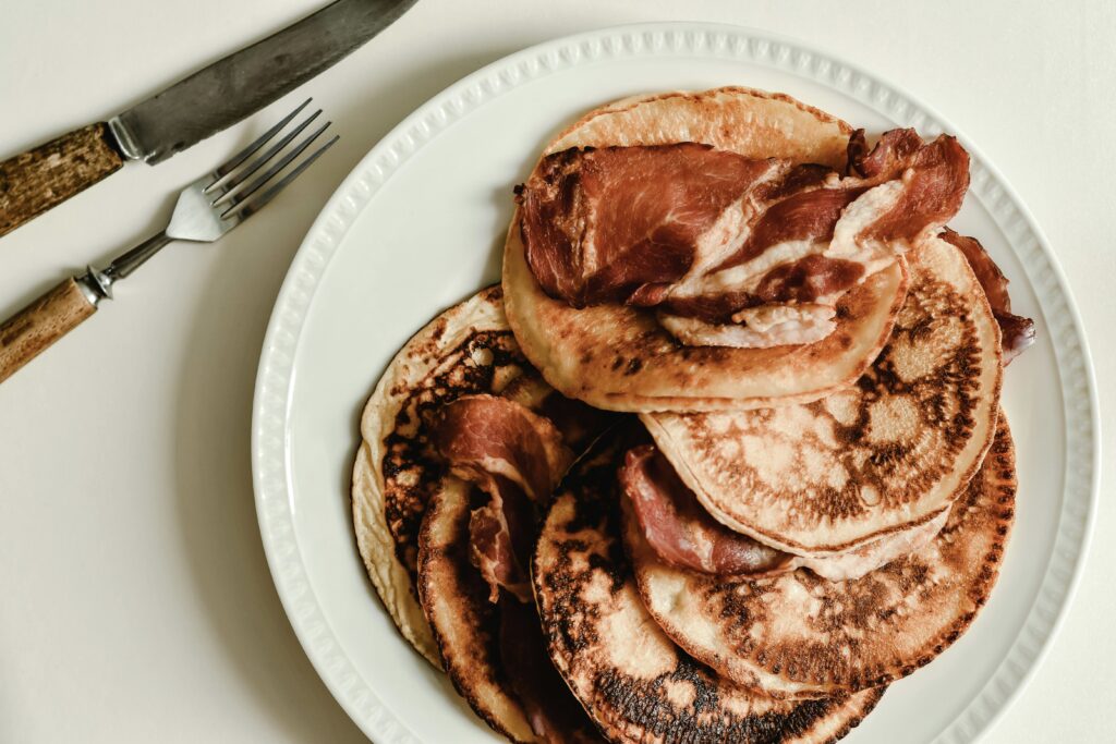Pancake パンケーキ bacon ベーコン glycation 糖化 AGE 終末糖化産物