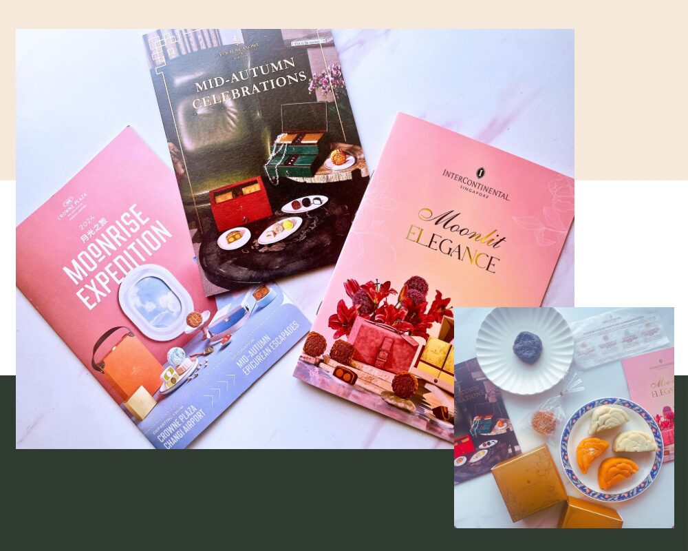 Mooncake 月餅 Mid-Autumn Festival 中秋の名月 Singapore シンガポール Boucher パンフレット hotel ホテル Fourseasons Intercontinental Review レビュー
