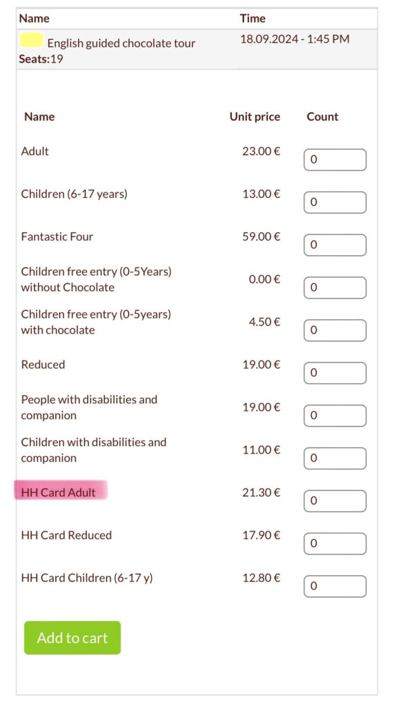 CHOCOVERSUM Chocolate Museum チョコレート博物館 Hamburg ハンブルク HP ホームページ Ticket チケット Hamburg card ハンブルクカード Discount お得